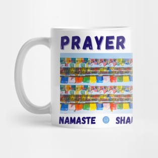 power of prayers with prayer flags (Sanskrit) Mug